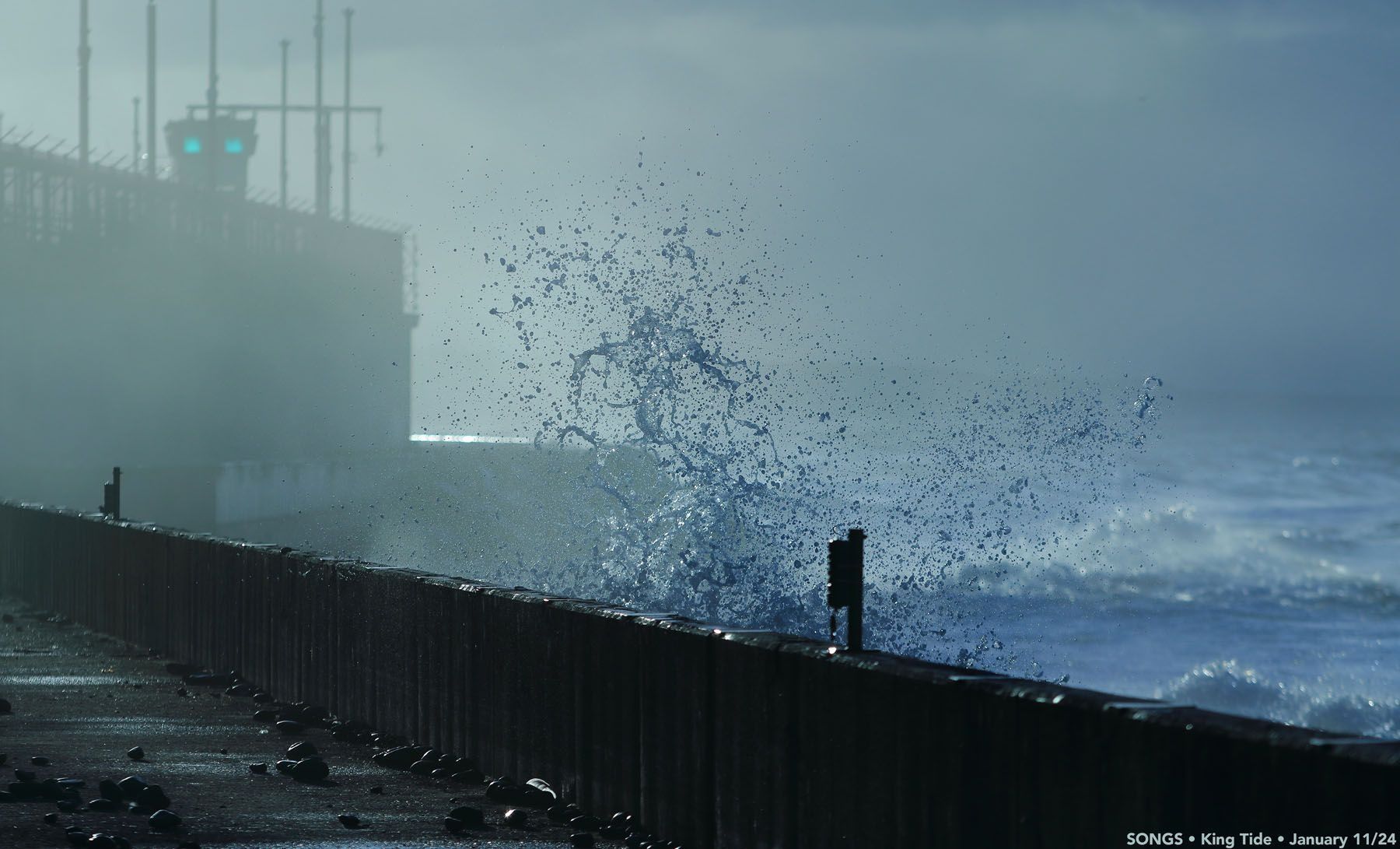King tide waves crash into SONGS