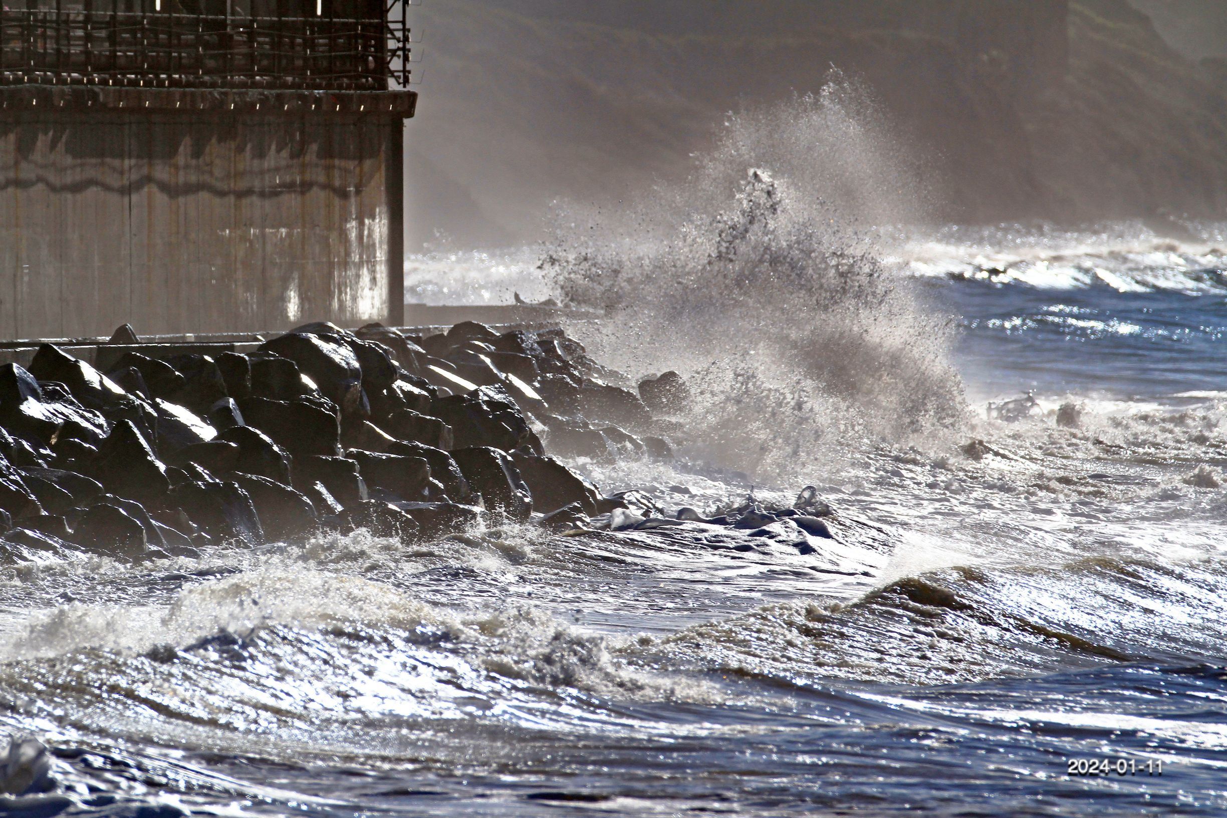 Waves hit SONGS at high tide